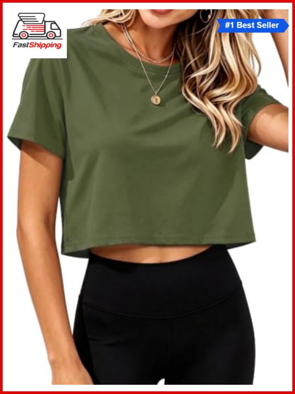 ✨ Womens Crop Tops Summer Short Sleeve Round Neck T-Shirts Loose Fit Blouse
